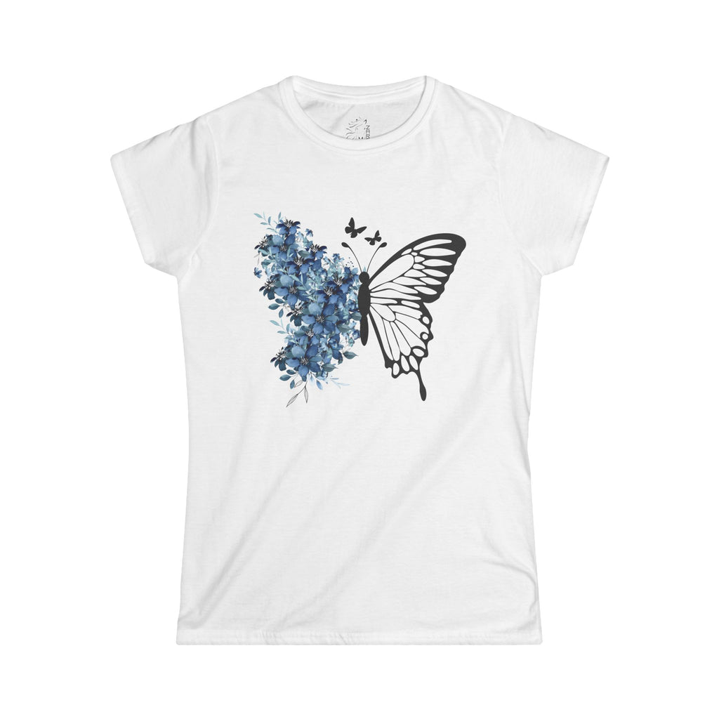 ........PRINTED........Butterfly Floral Women's Tee, Nature Inspired Shirt, Gift for Her, Spring Fashion, Birthday Present, Casual Wear