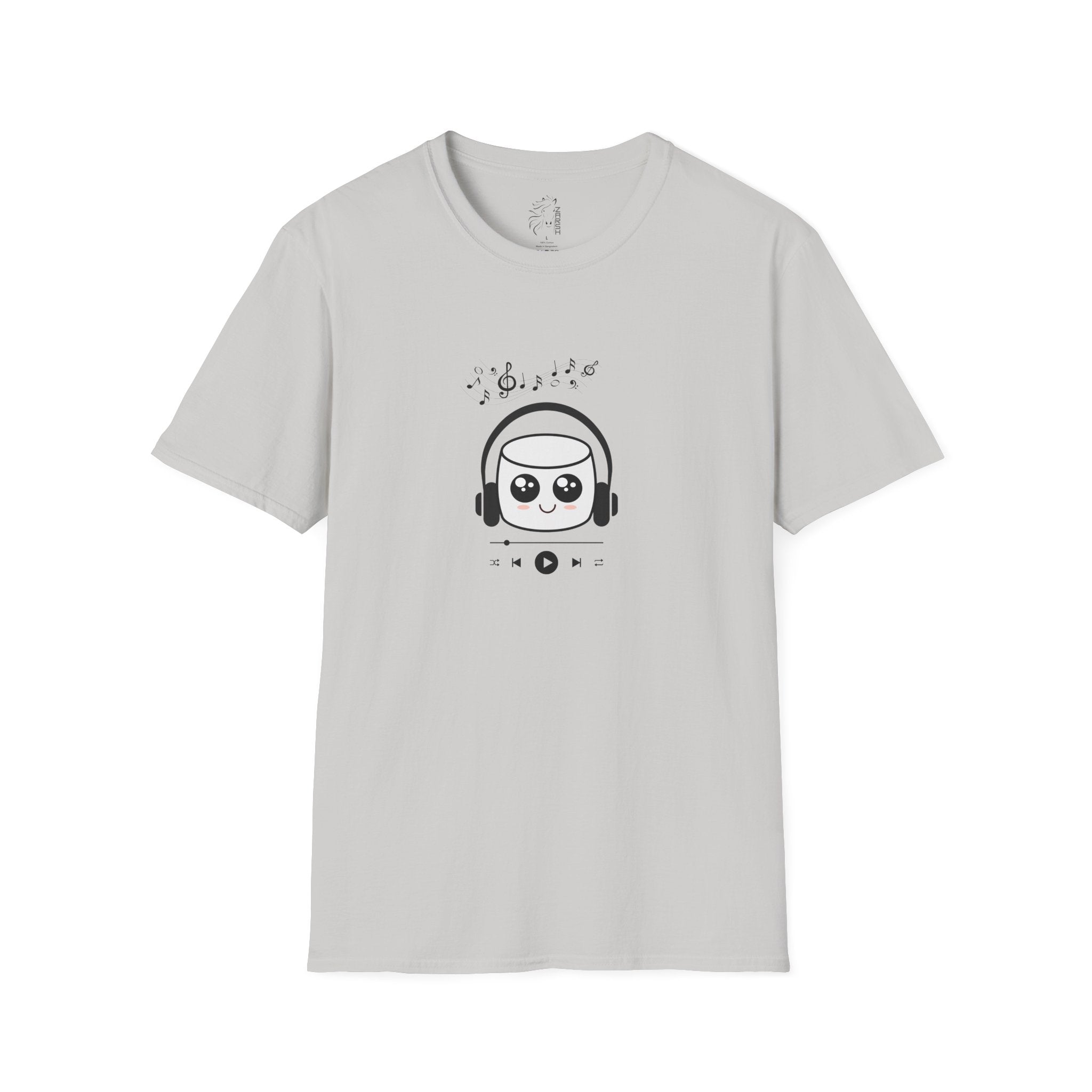 ........PRINTED........Marshmallow Headphones T-Shirt, Cozy Casual Wear, Everyday Tee