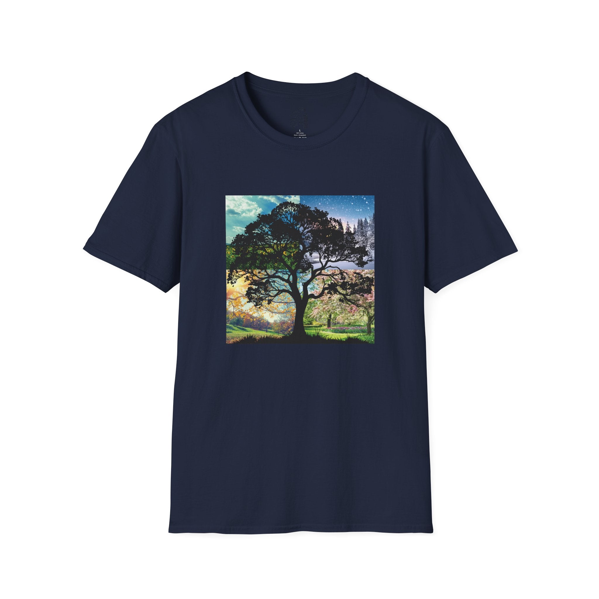 ........PRINTED........Nature T-Shirt - Four Seasons with Tree, Cozy Casual Wear, Everyday Tee