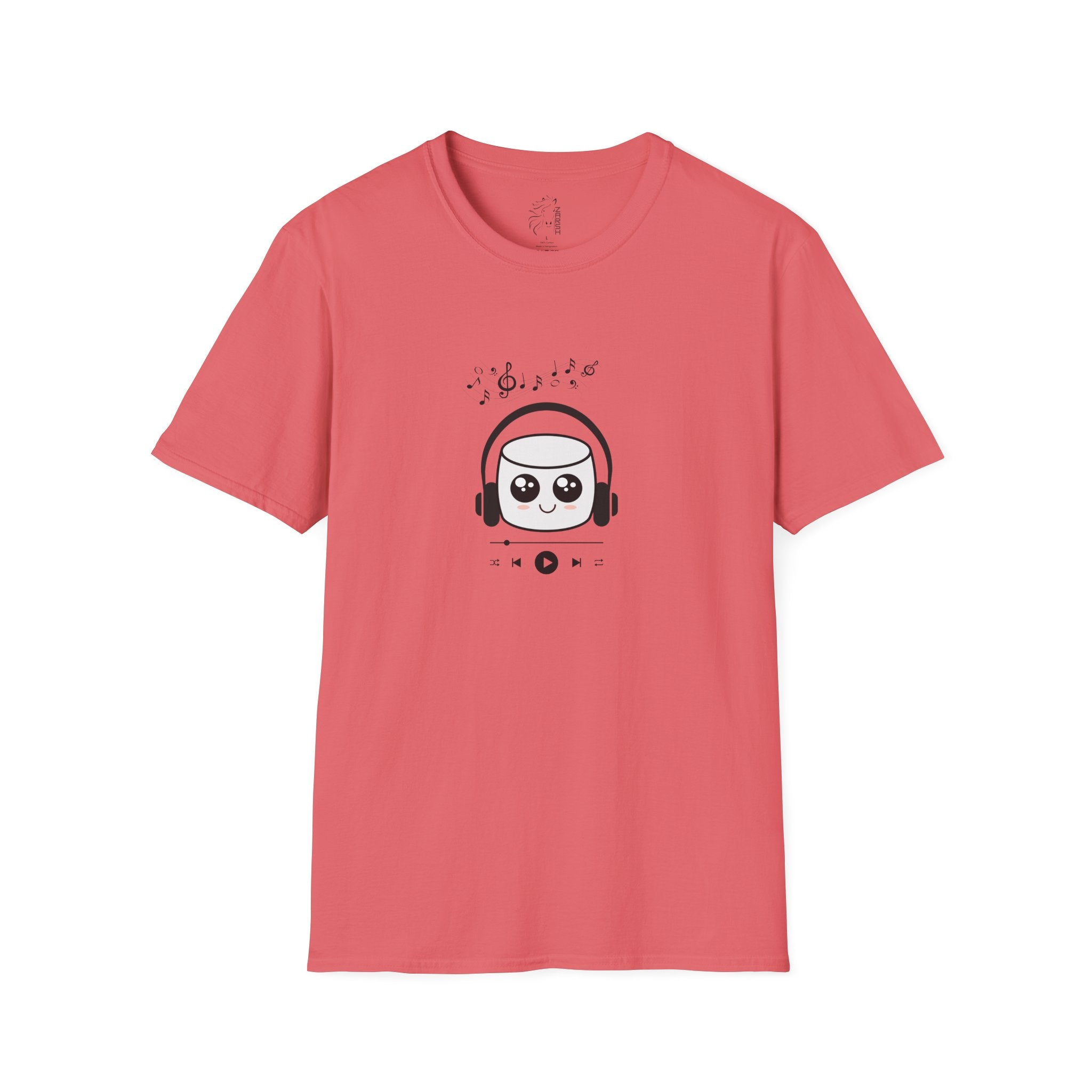 ........PRINTED........Marshmallow Headphones T-Shirt, Cozy Casual Wear, Everyday Tee
