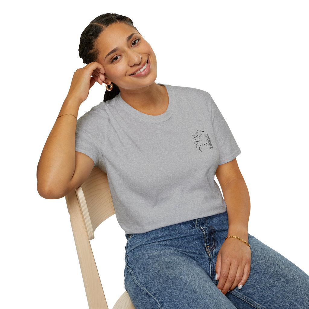 ........PRINTED........Unisex Softstyle T-Shirt with Artistic Horse Design, Cozy Casual Wear, Gift for Horse Lovers, Birthday Shirt, Everyday Tee