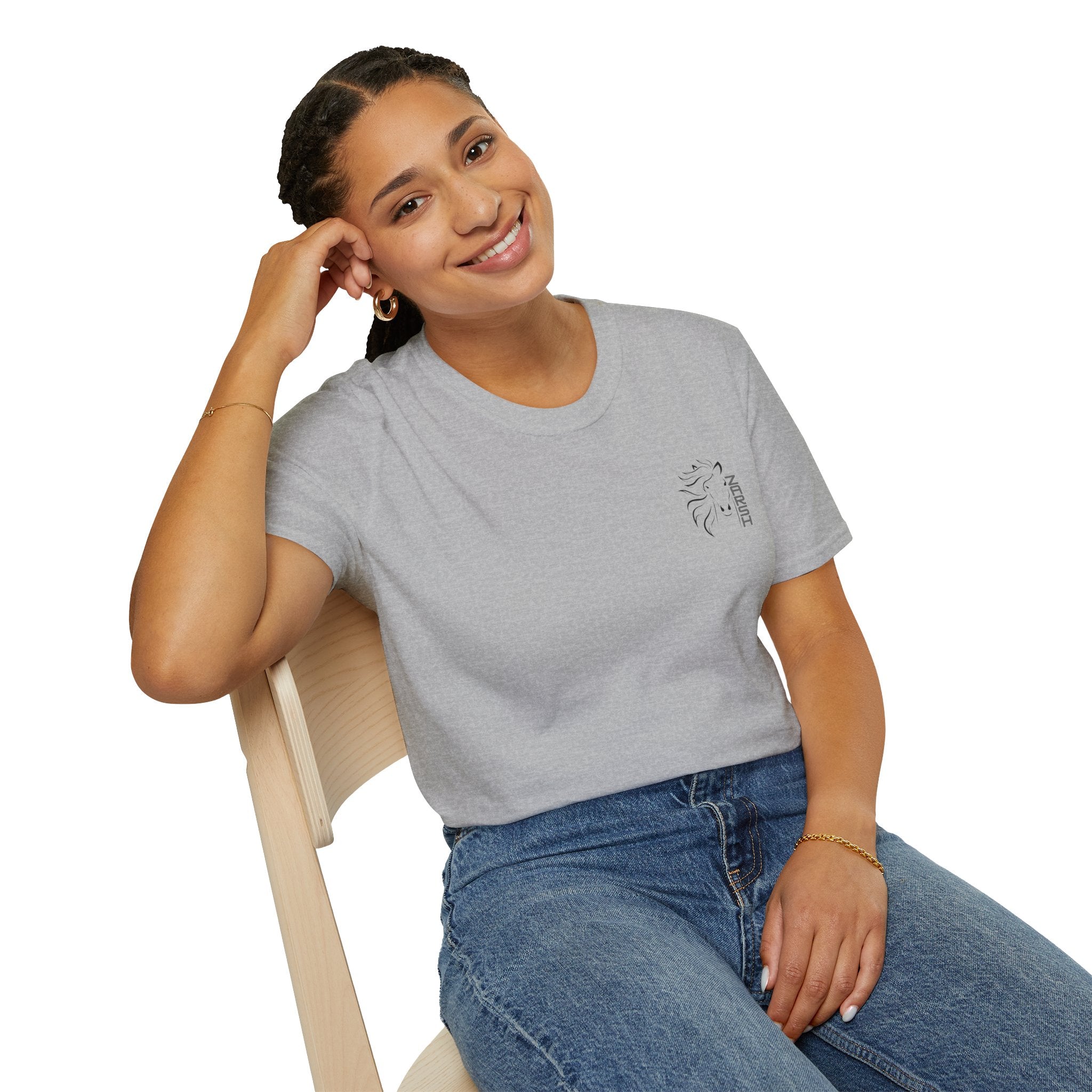 ........PRINTED........Unisex Softstyle T-Shirt with Artistic Horse Design, Cozy Casual Wear, Gift for Horse Lovers, Birthday Shirt, Everyday Tee