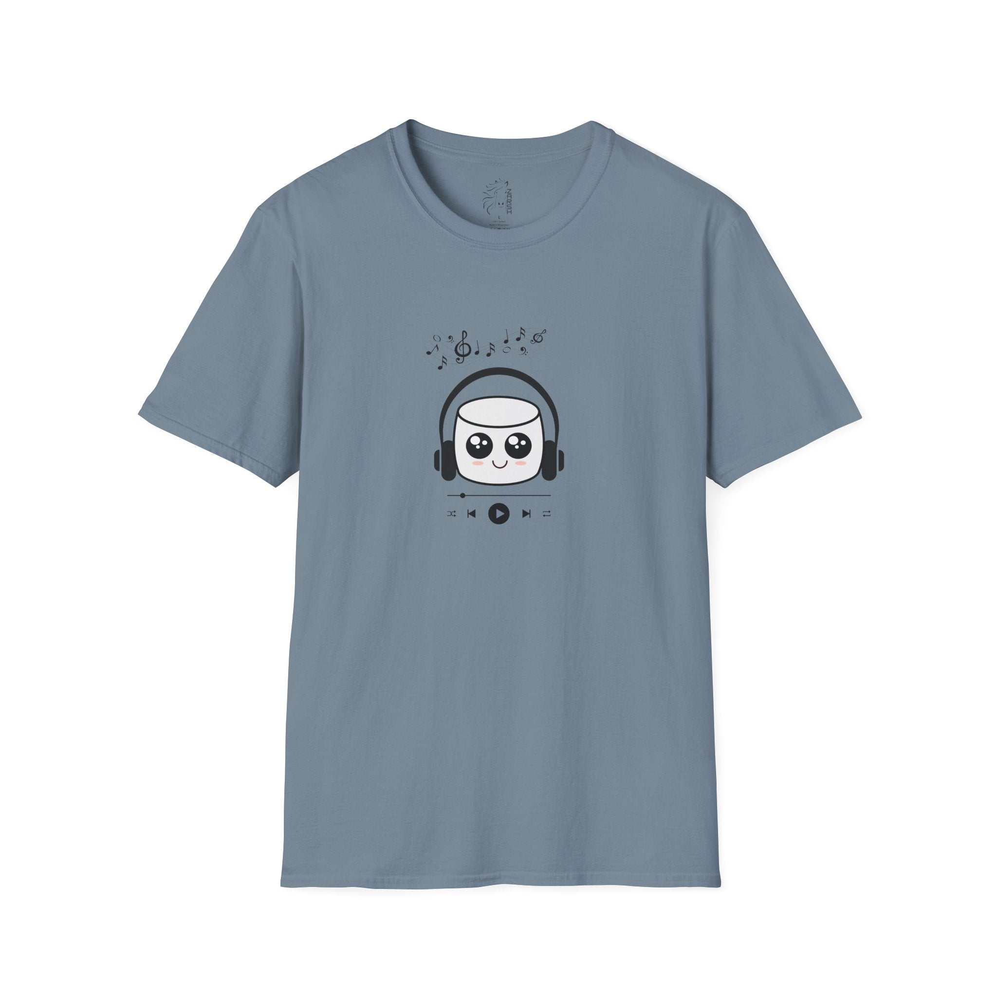 ........PRINTED........Marshmallow Headphones T-Shirt, Cozy Casual Wear, Everyday Tee
