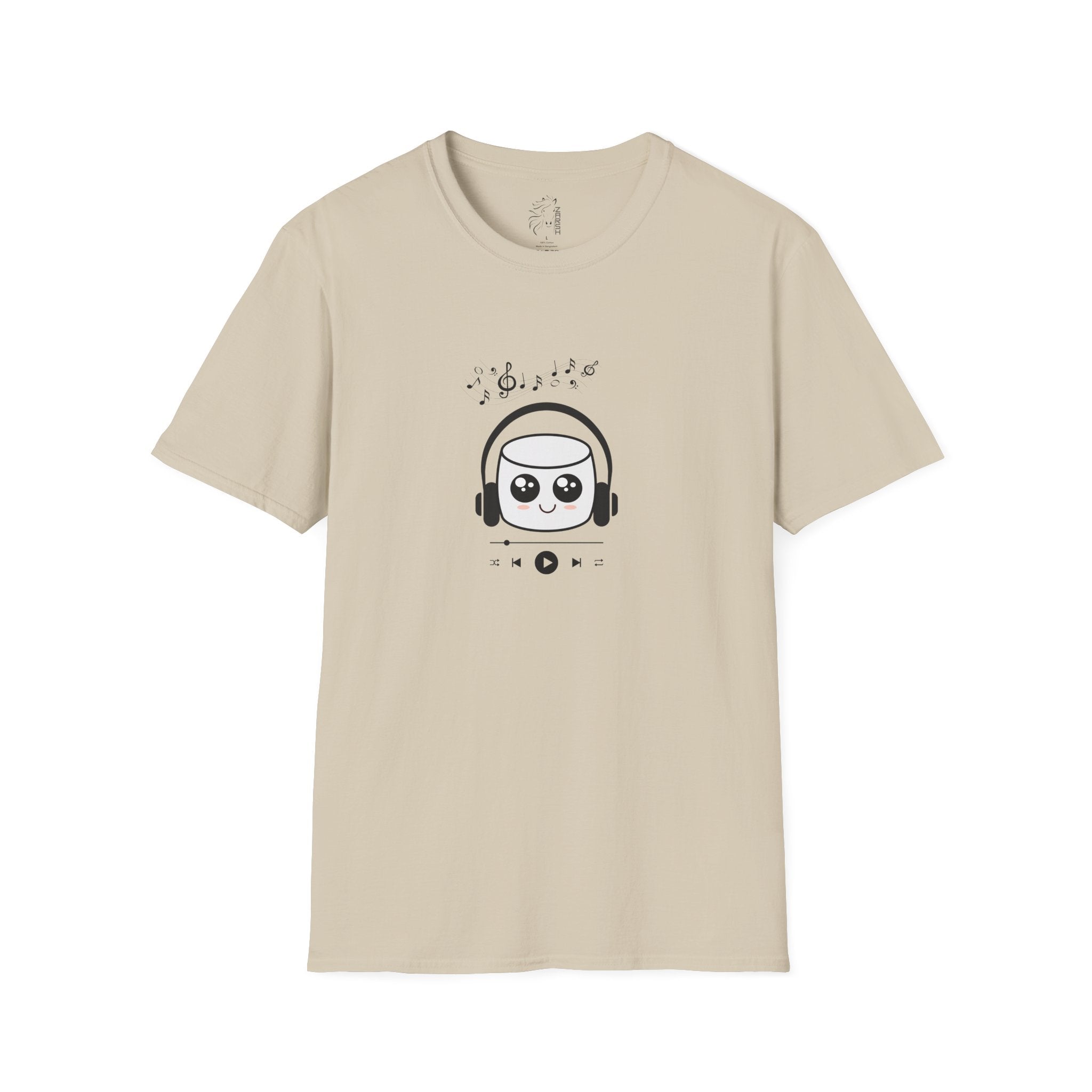........PRINTED........Marshmallow Headphones T-Shirt, Cozy Casual Wear, Everyday Tee