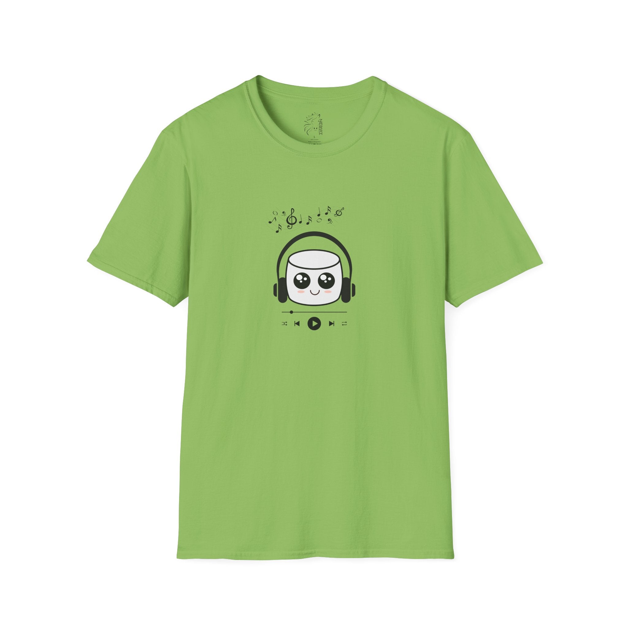 ........PRINTED........Marshmallow Headphones T-Shirt, Cozy Casual Wear, Everyday Tee