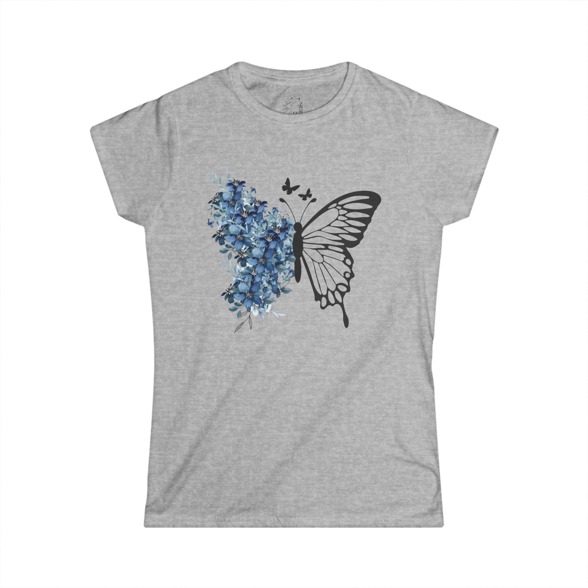 ........PRINTED........Butterfly Floral Women's Tee, Nature Inspired Shirt, Gift for Her, Spring Fashion, Birthday Present, Casual Wear