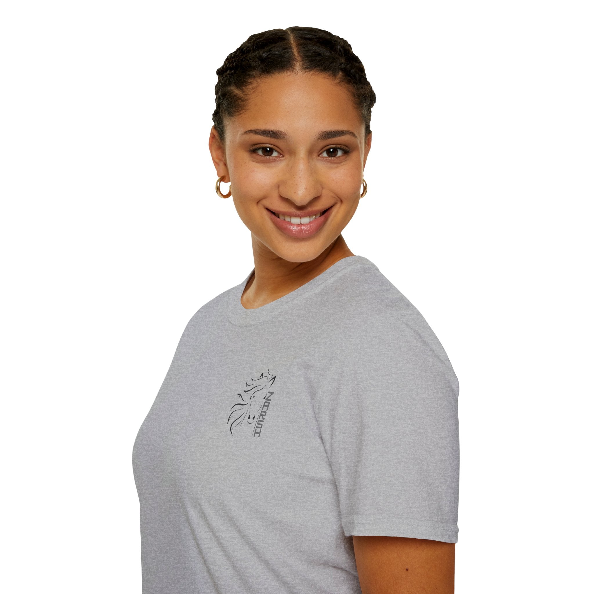 ........PRINTED........Unisex Softstyle T-Shirt with Artistic Horse Design, Cozy Casual Wear, Gift for Horse Lovers, Birthday Shirt, Everyday Tee