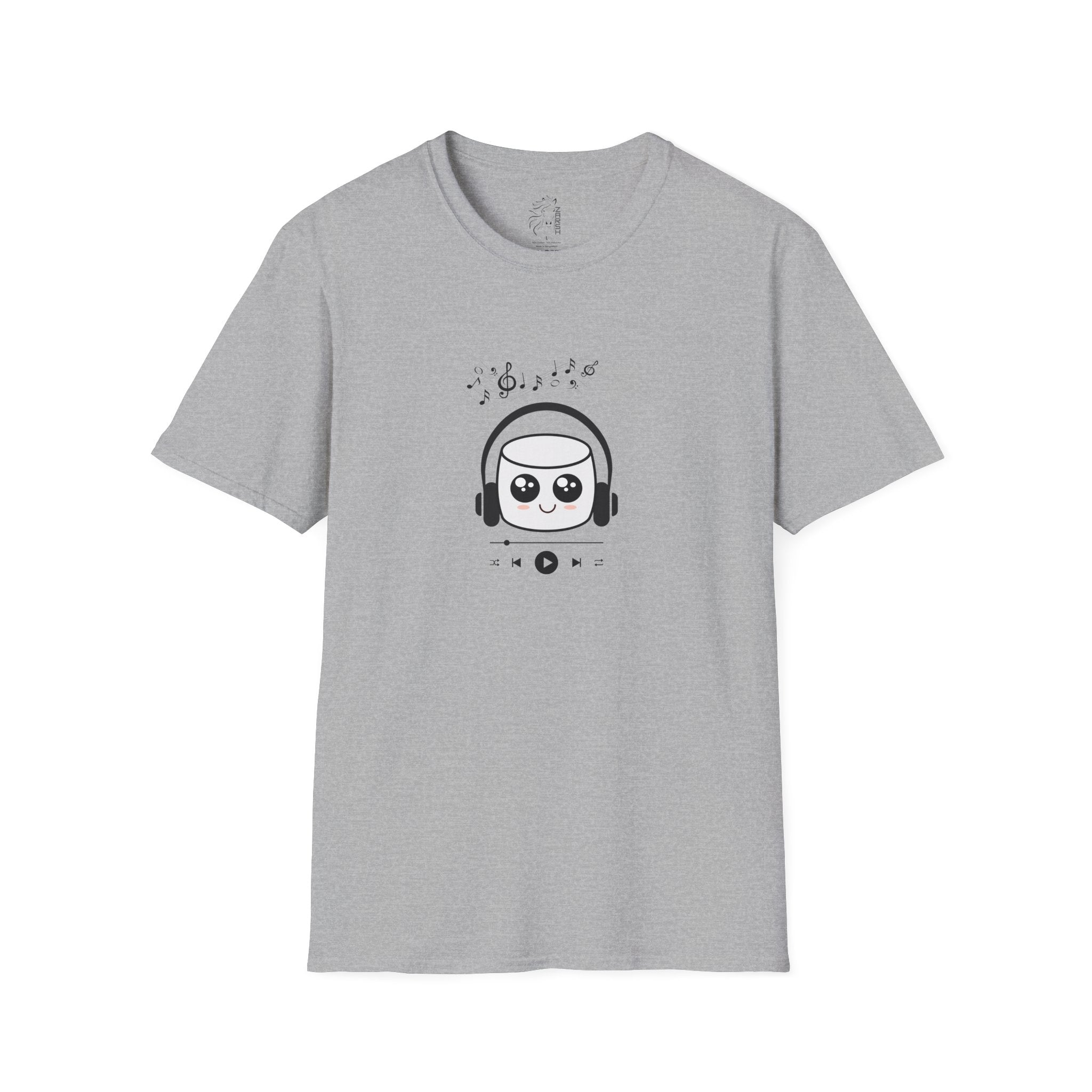 ........PRINTED........Marshmallow Headphones T-Shirt, Cozy Casual Wear, Everyday Tee