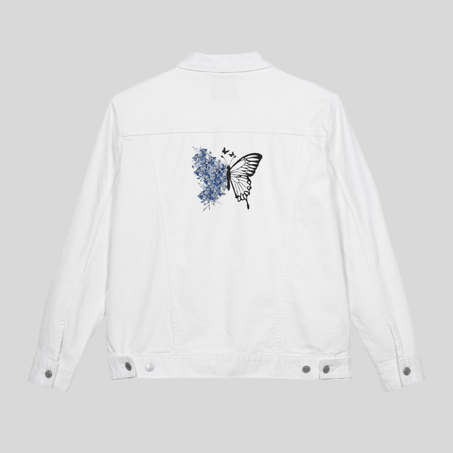 --Embroidered--Butterfly Unisex Denim Jacket, Casual Style, Spring Fashion, Gift for Her, Statement Piece, Festival Outfit