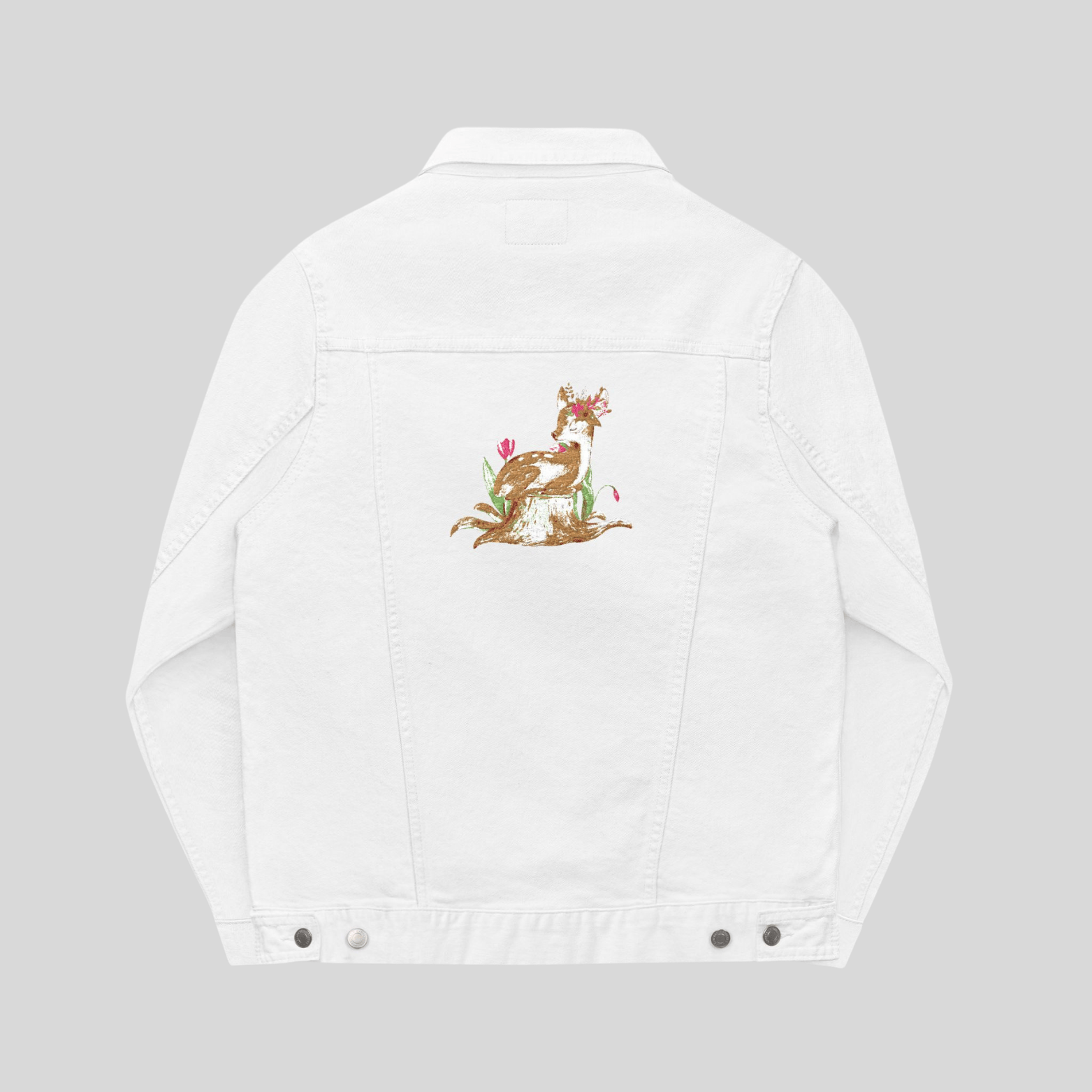 --Embroidered-- Denim Jacket with Nature Design, Stylish Unisex Outerwear, Perfect for Spring, Casual Wear, Gifts for Nature Lovers