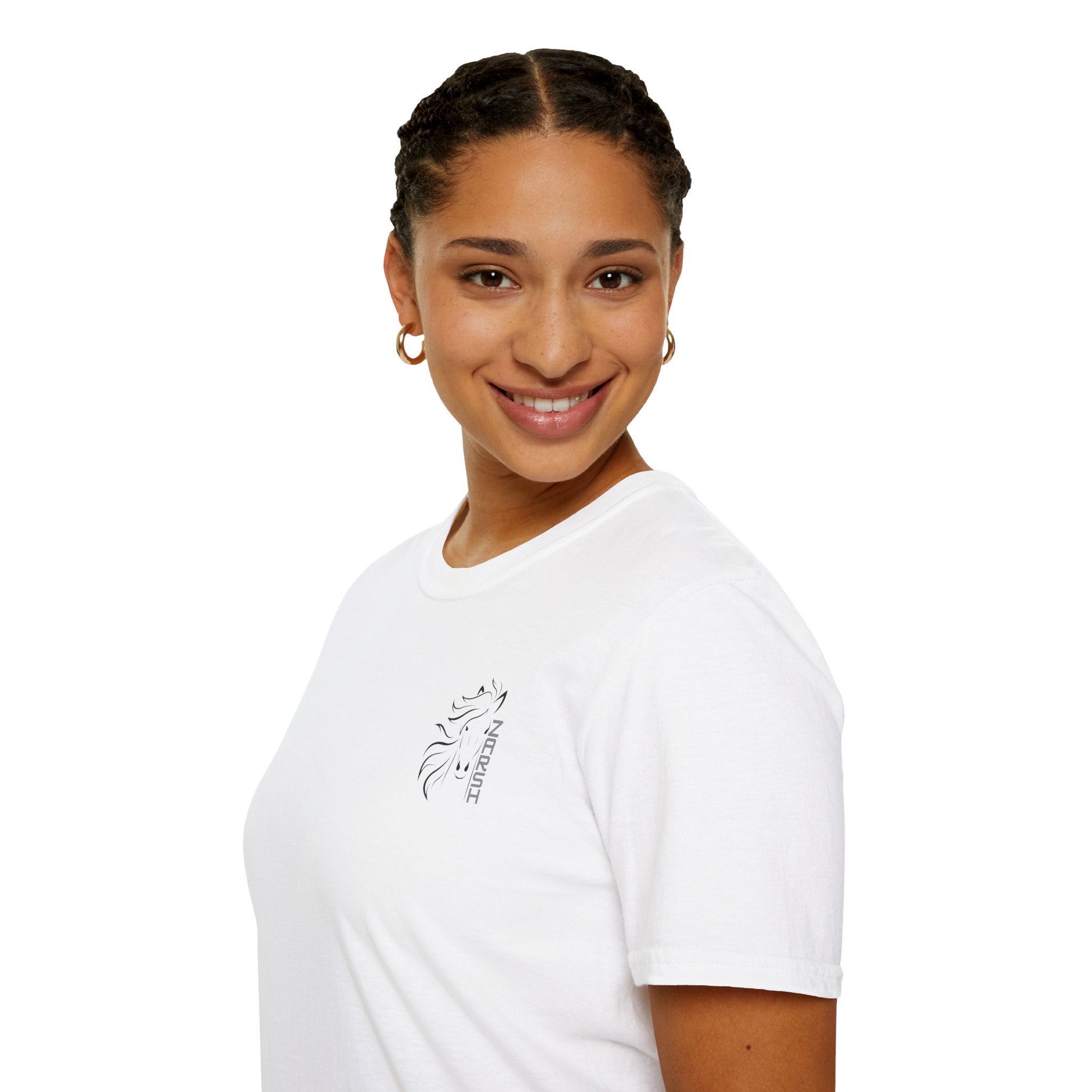 ........PRINTED........Unisex Softstyle T-Shirt with Artistic Horse Design, Cozy Casual Wear, Gift for Horse Lovers, Birthday Shirt, Everyday Tee