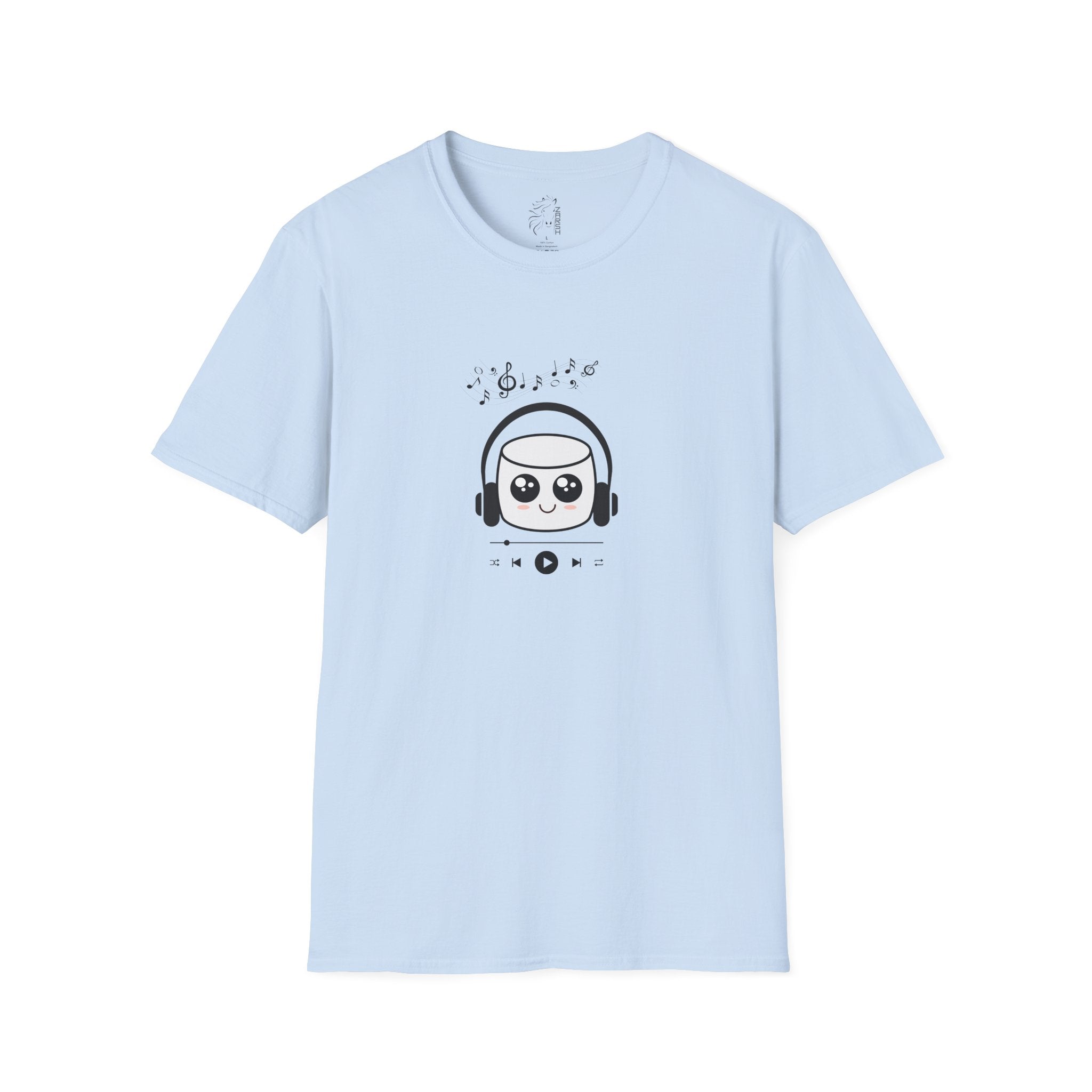 ........PRINTED........Marshmallow Headphones T-Shirt, Cozy Casual Wear, Everyday Tee