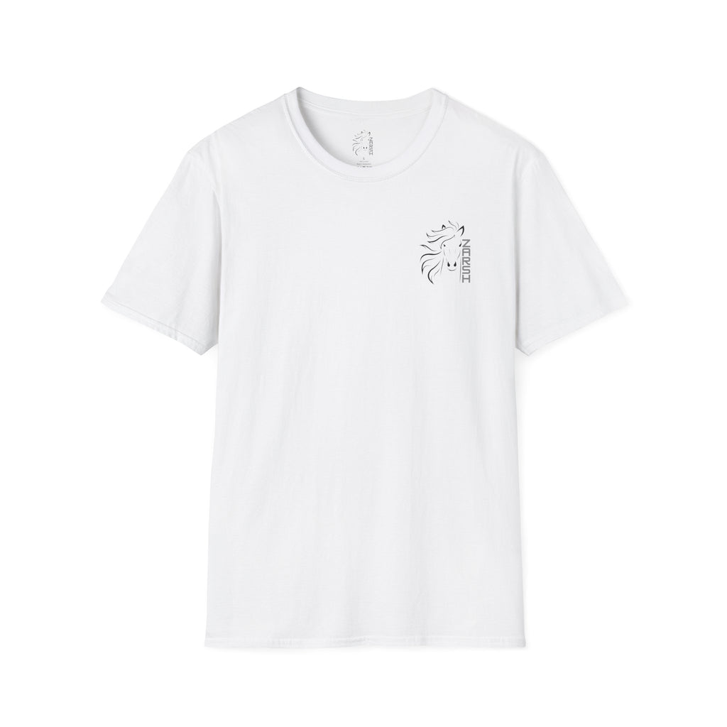 ........PRINTED........Unisex Softstyle T-Shirt with Artistic Horse Design, Cozy Casual Wear, Gift for Horse Lovers, Birthday Shirt, Everyday Tee