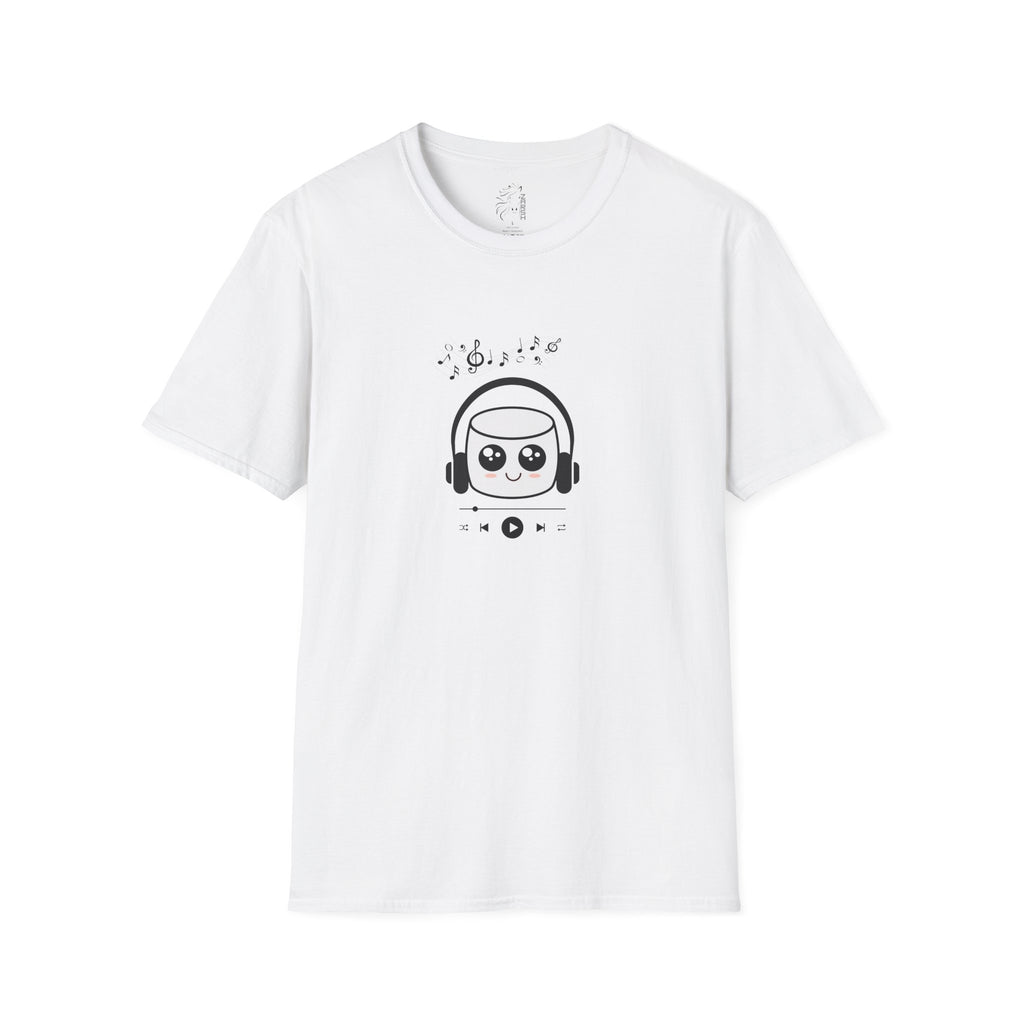 ........PRINTED........Marshmallow Headphones T-Shirt, Cozy Casual Wear, Everyday Tee