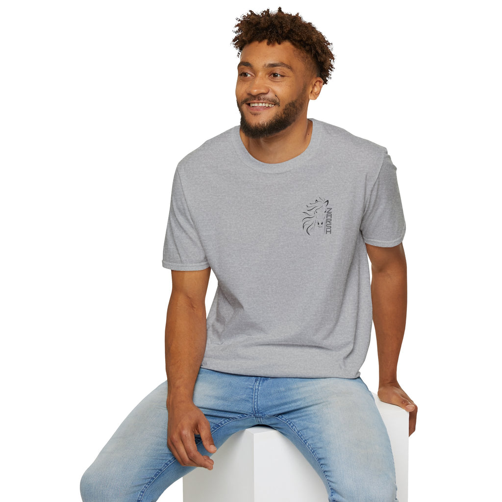 ........PRINTED........Unisex Softstyle T-Shirt with Artistic Horse Design, Cozy Casual Wear, Gift for Horse Lovers, Birthday Shirt, Everyday Tee