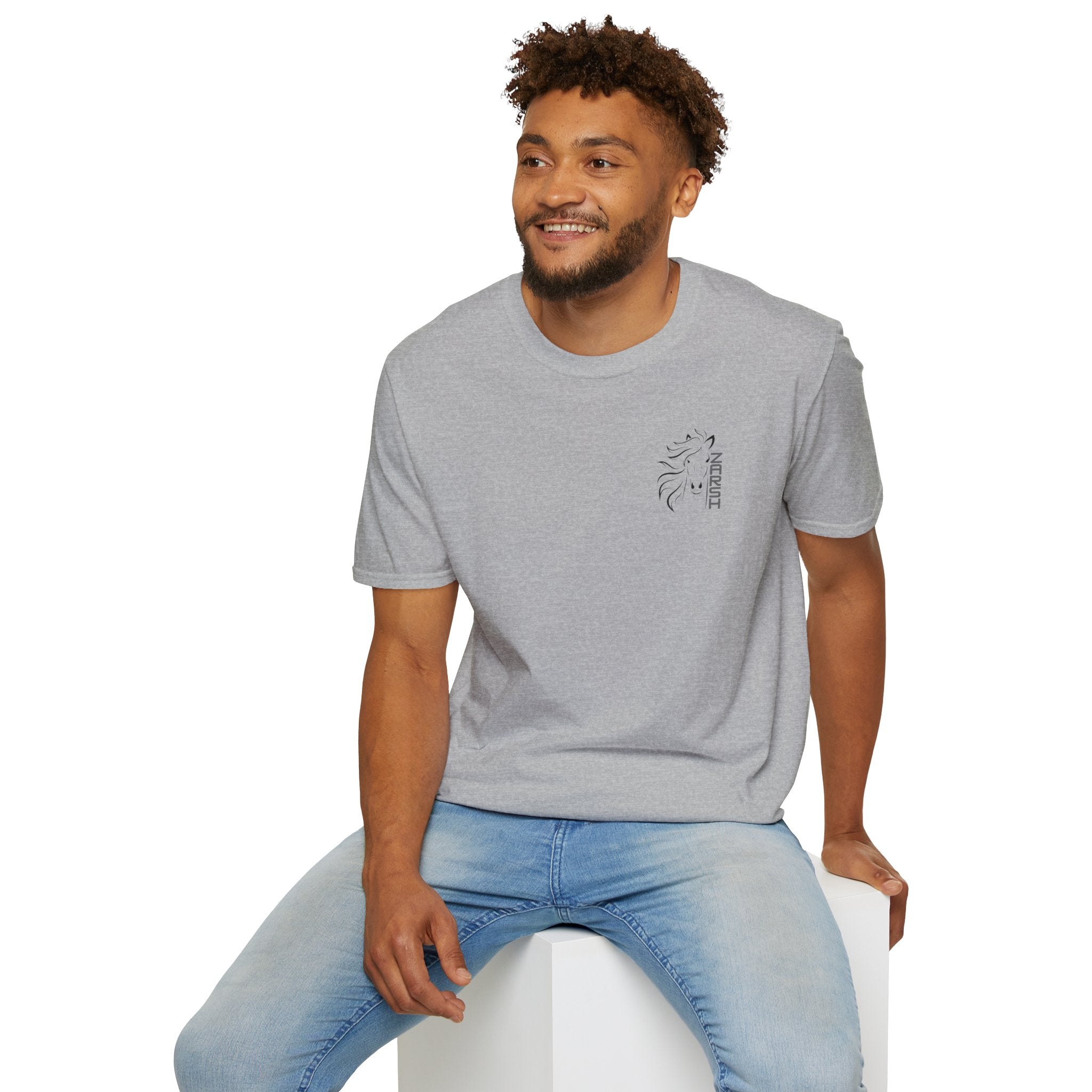 ........PRINTED........Unisex Softstyle T-Shirt with Artistic Horse Design, Cozy Casual Wear, Gift for Horse Lovers, Birthday Shirt, Everyday Tee