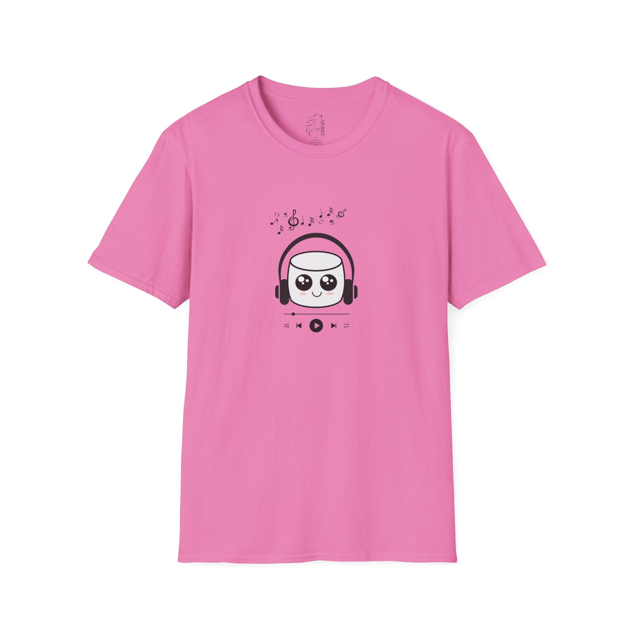 ........PRINTED........Marshmallow Headphones T-Shirt, Cozy Casual Wear, Everyday Tee