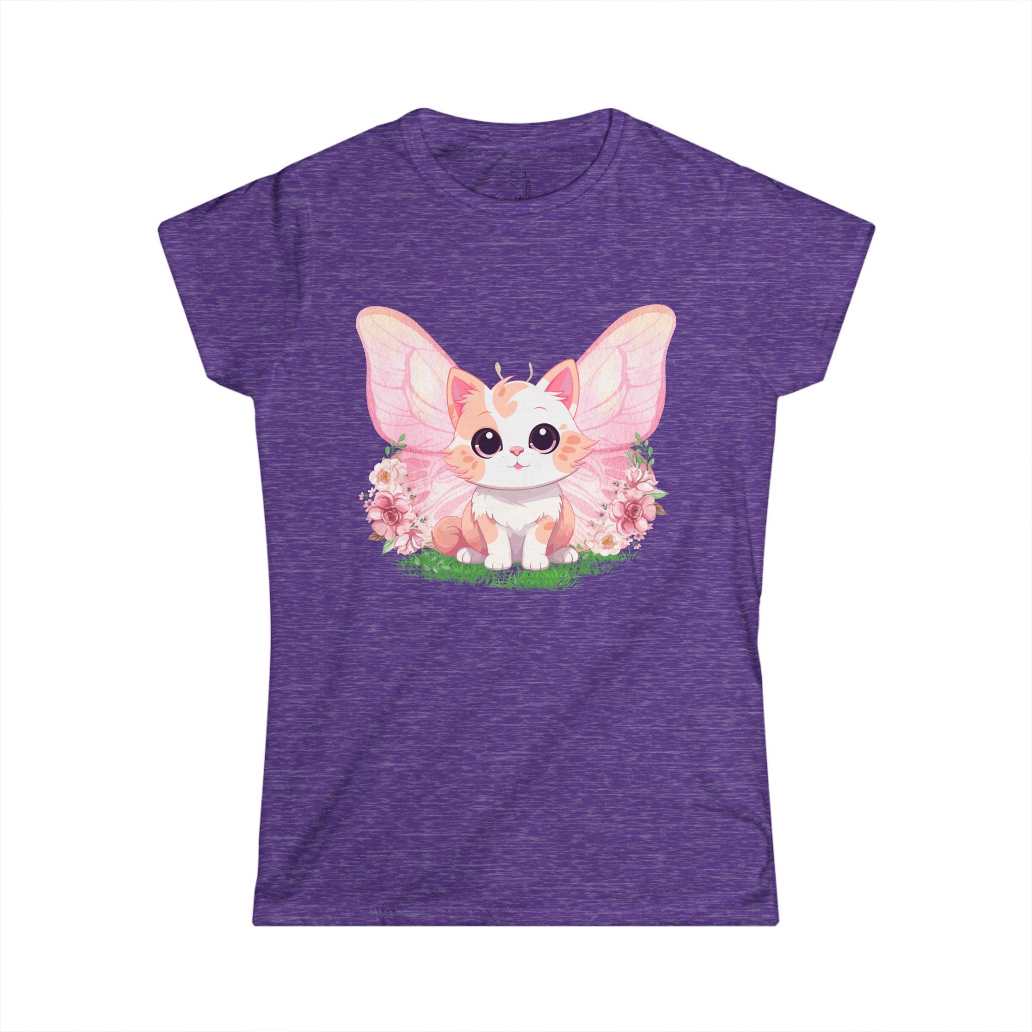 ........PRINTED........Cat Wings Floral Women's Tee, Nature Inspired Shirt, Gift for Her, Spring Fashion, Birthday Present, Casual Wear