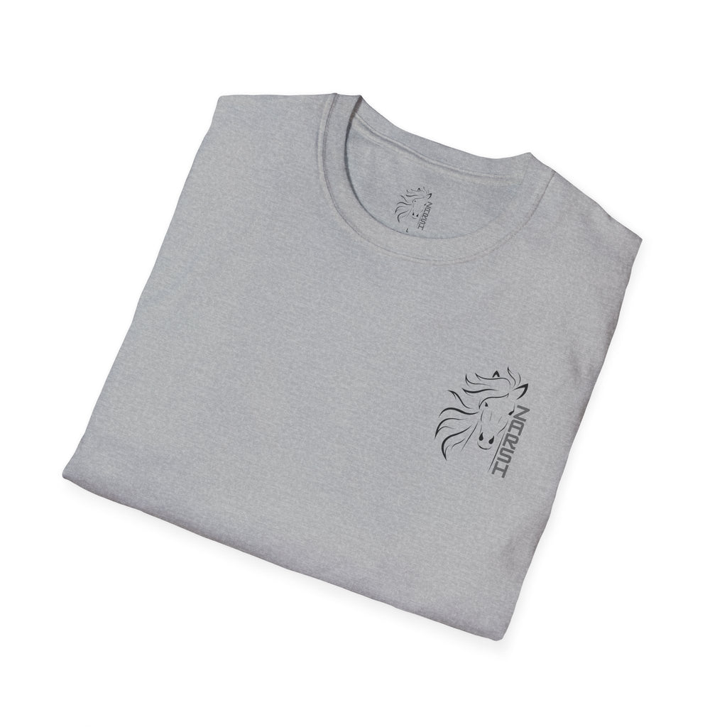 ........PRINTED........Unisex Softstyle T-Shirt with Artistic Horse Design, Cozy Casual Wear, Gift for Horse Lovers, Birthday Shirt, Everyday Tee