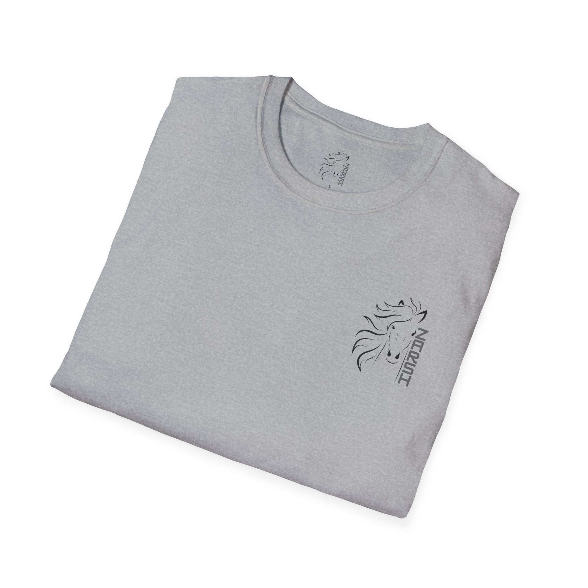 ........PRINTED........Unisex Softstyle T-Shirt with Artistic Horse Design, Cozy Casual Wear, Gift for Horse Lovers, Birthday Shirt, Everyday Tee