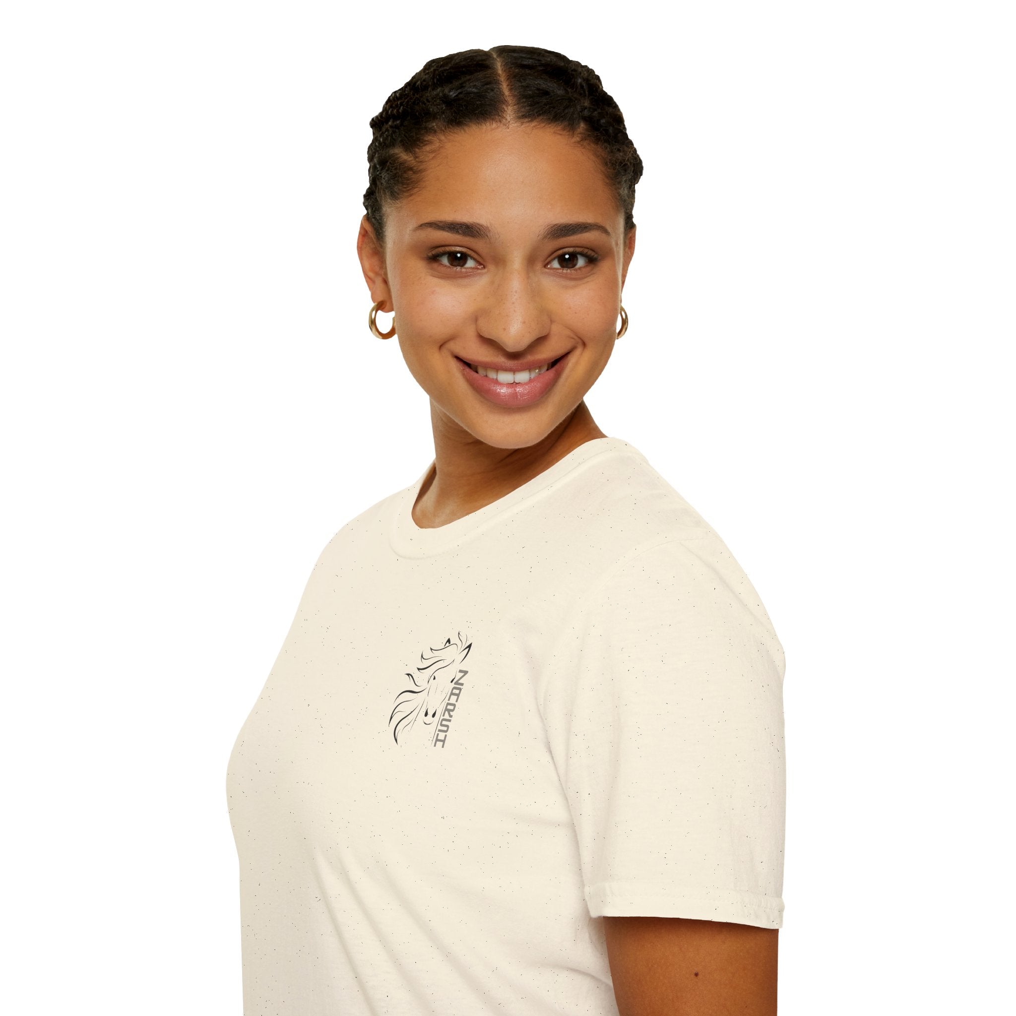 ........PRINTED........Unisex Softstyle T-Shirt with Artistic Horse Design, Cozy Casual Wear, Gift for Horse Lovers, Birthday Shirt, Everyday Tee