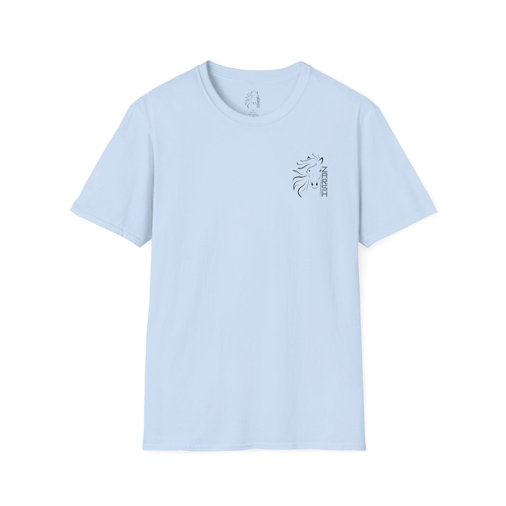 ........PRINTED........Unisex Softstyle T-Shirt with Artistic Horse Design, Cozy Casual Wear, Gift for Horse Lovers, Birthday Shirt, Everyday Tee
