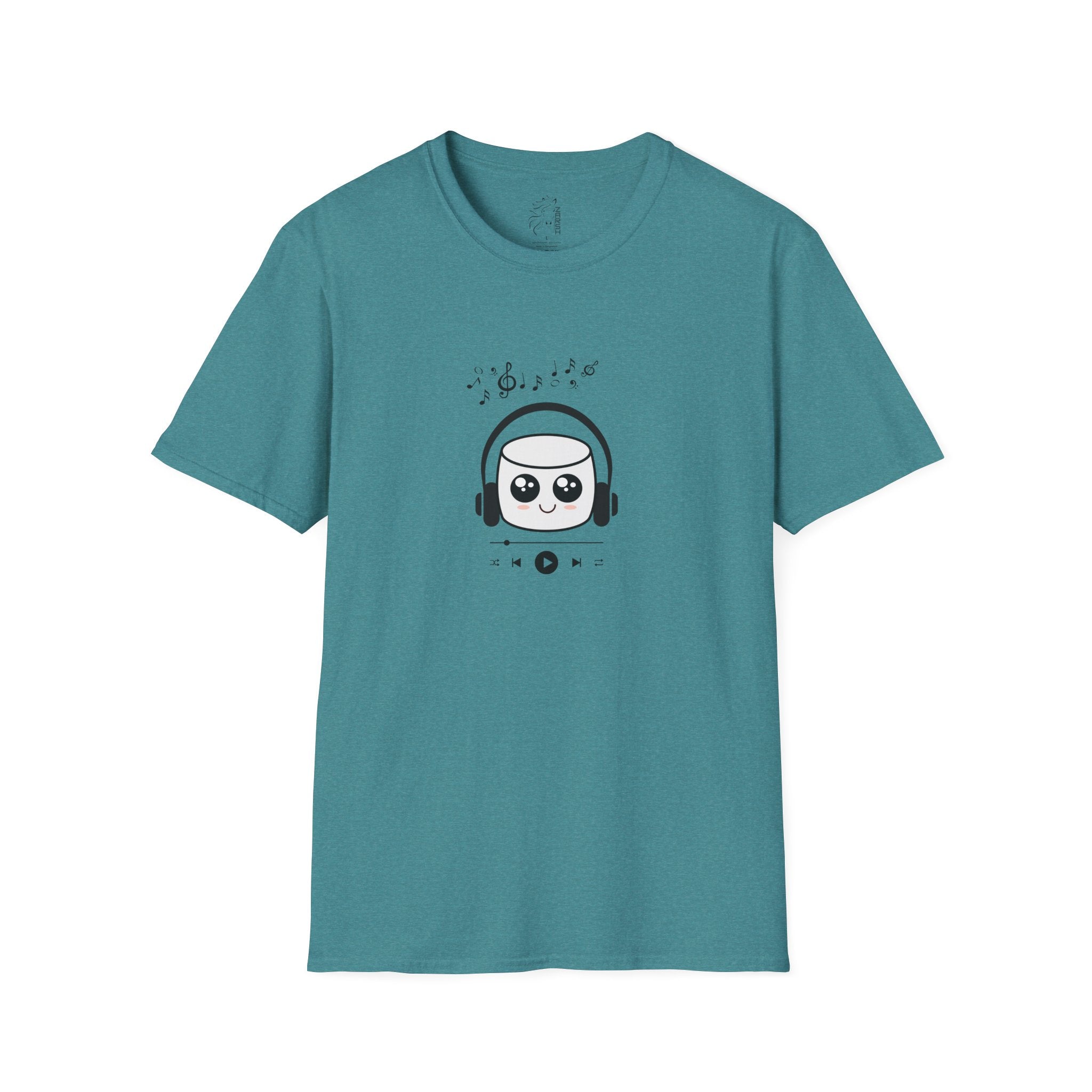 ........PRINTED........Marshmallow Headphones T-Shirt, Cozy Casual Wear, Everyday Tee