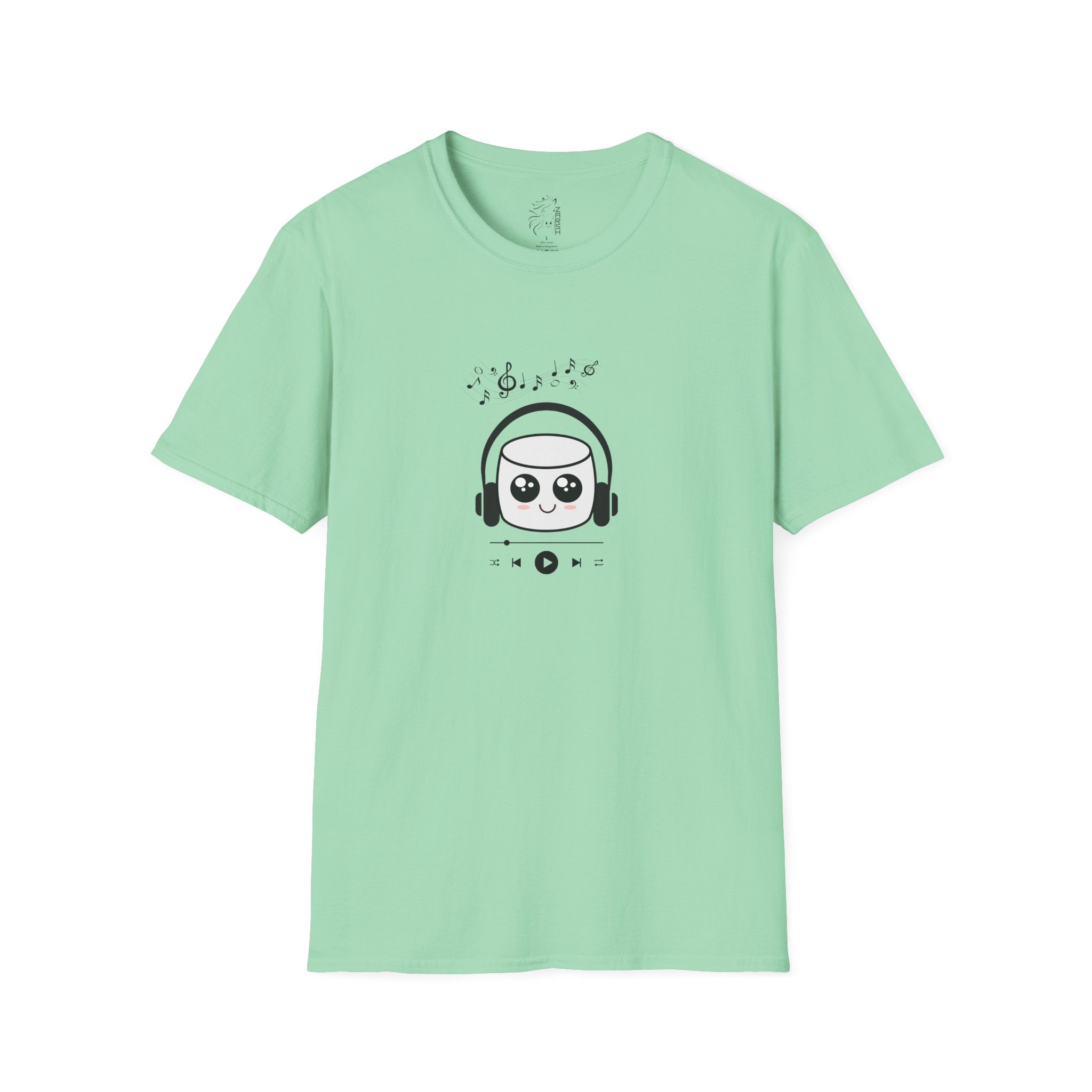 ........PRINTED........Marshmallow Headphones T-Shirt, Cozy Casual Wear, Everyday Tee