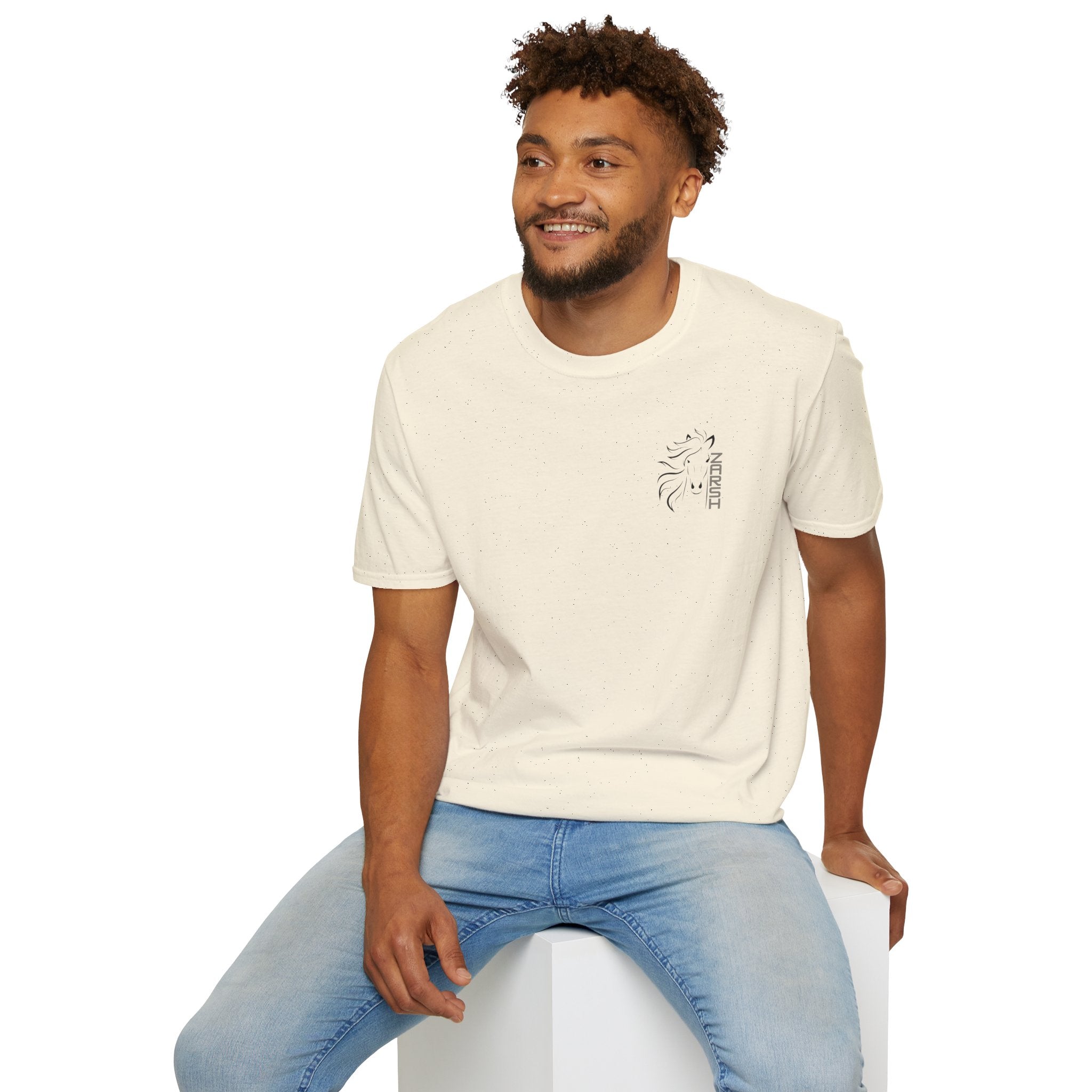........PRINTED........Unisex Softstyle T-Shirt with Artistic Horse Design, Cozy Casual Wear, Gift for Horse Lovers, Birthday Shirt, Everyday Tee