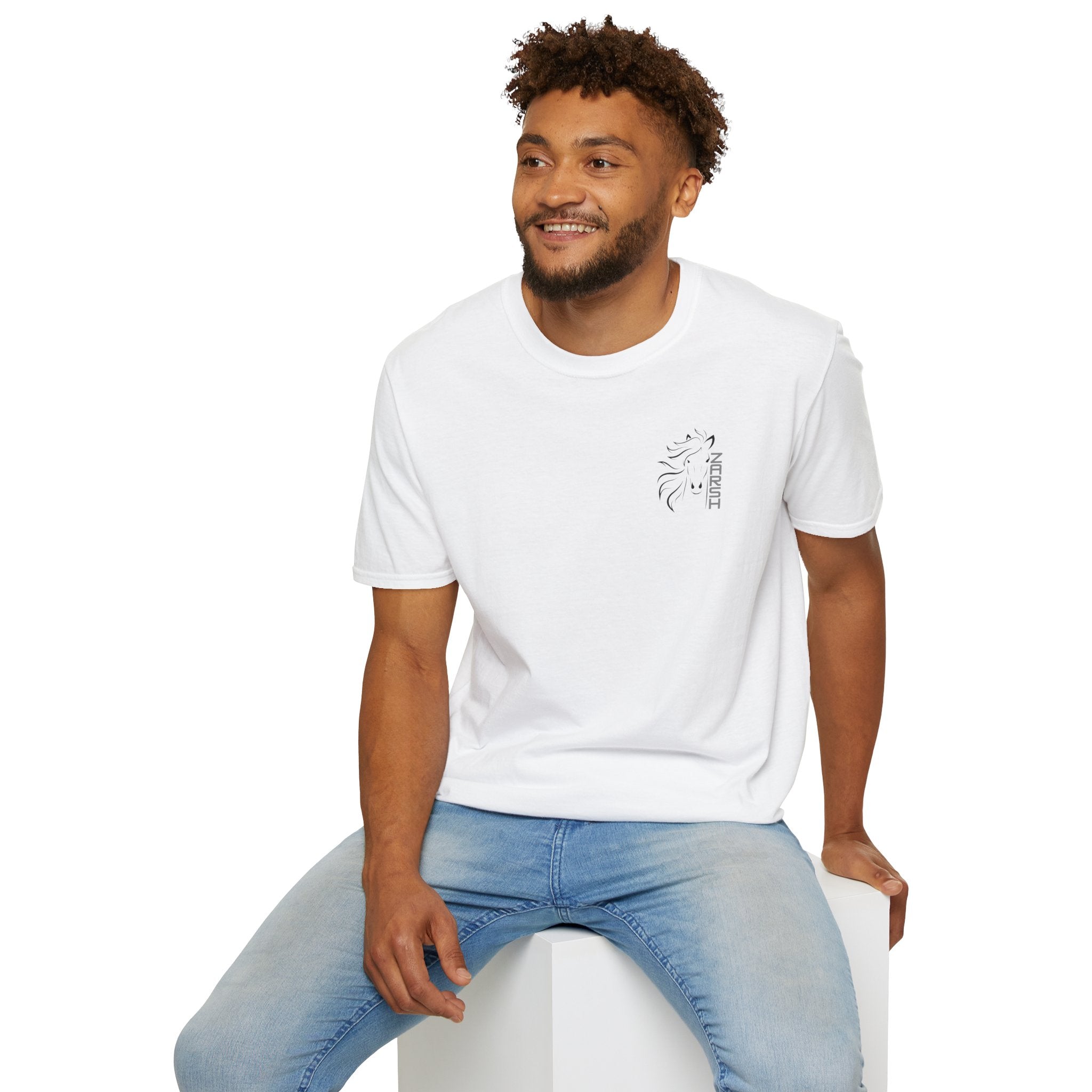 ........PRINTED........Unisex Softstyle T-Shirt with Artistic Horse Design, Cozy Casual Wear, Gift for Horse Lovers, Birthday Shirt, Everyday Tee