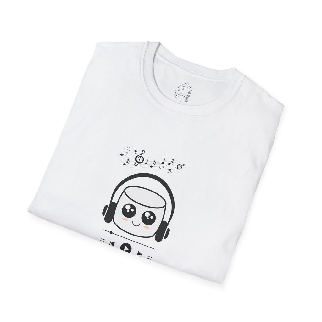 ........PRINTED........Marshmallow Headphones T-Shirt, Cozy Casual Wear, Everyday Tee