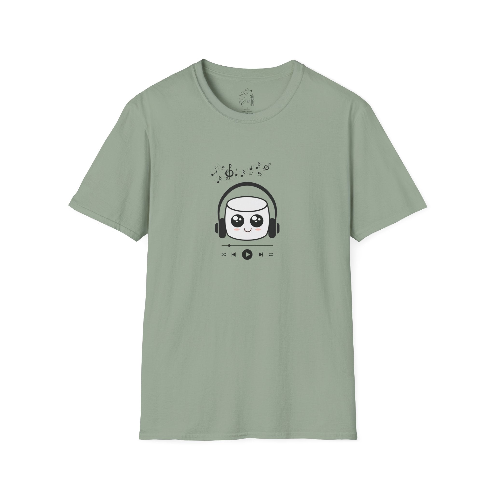 ........PRINTED........Marshmallow Headphones T-Shirt, Cozy Casual Wear, Everyday Tee